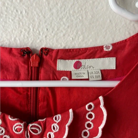 Boden Lucinda Broderie Red Sleeveless Embroidered Dress - Picture 5 of 9